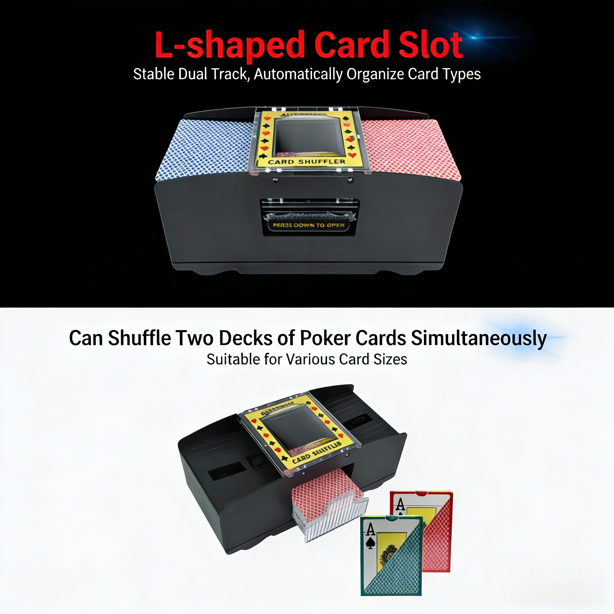 Poker Atelier Automatic Card Shuffler Machine - USB Rechargeable & Battery Operated for Poker, Texas Hold'em, Tabletop Card Games