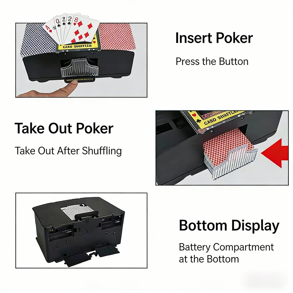 Poker Atelier Automatic Card Shuffler Machine - USB Rechargeable & Battery Operated for Poker, Texas Hold'em, Tabletop Card Games