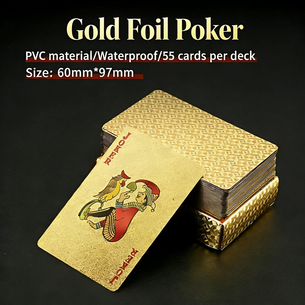 Poker Atelier Golden Foil Plastic Playing Cards - Professional Guandan Size & Luxury Finish