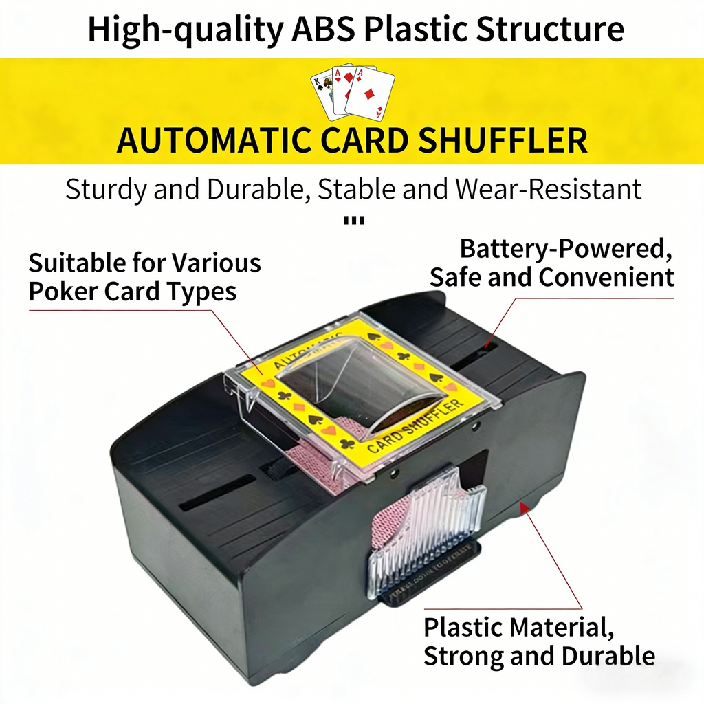 Poker Atelier Automatic Card Shuffler Machine - USB Rechargeable & Battery Operated for Poker, Texas Hold'em, Tabletop Card Games