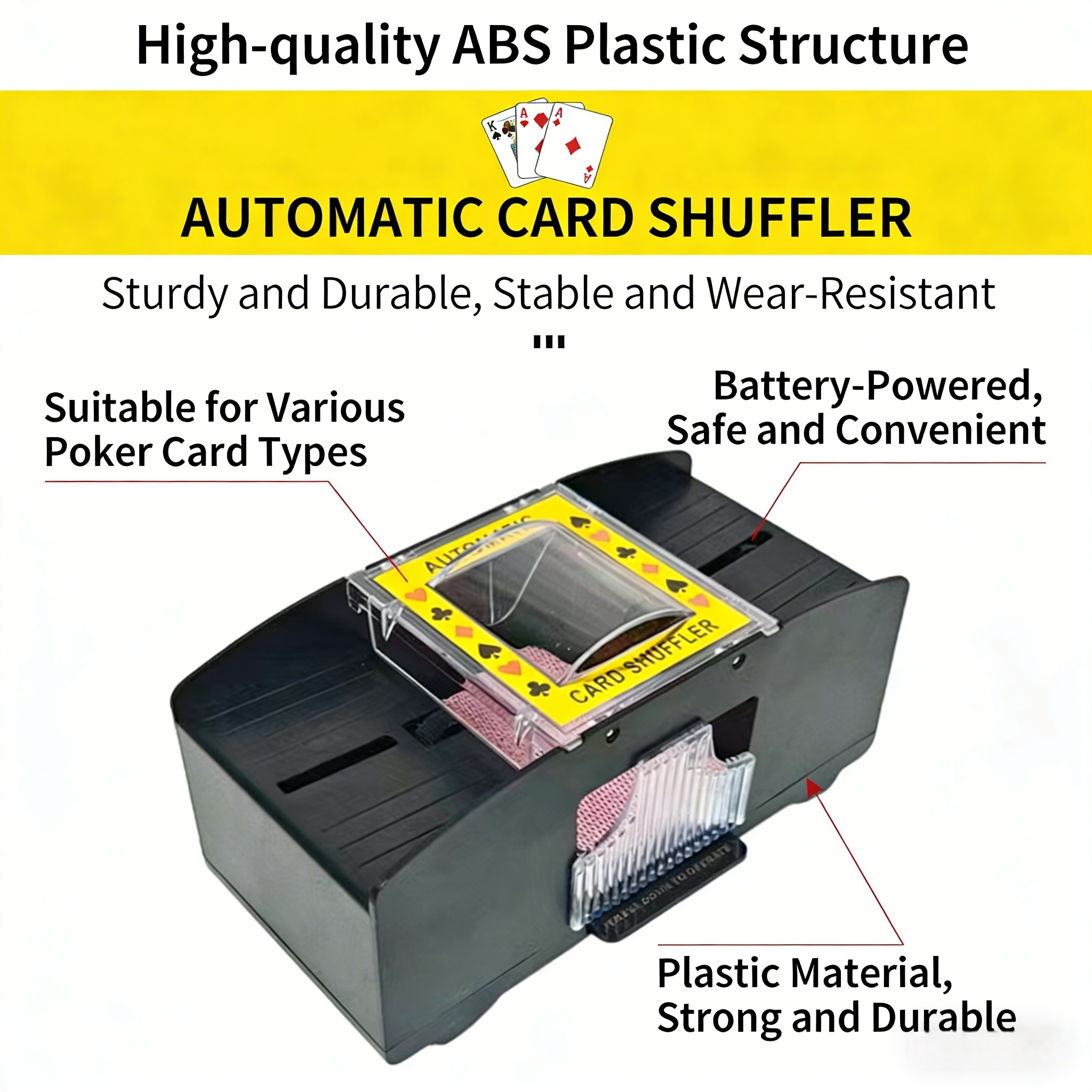 Poker Atelier Automatic Card Shuffler Machine - USB Rechargeable & Battery Operated for Poker, Texas Hold'em, Tabletop Card Games