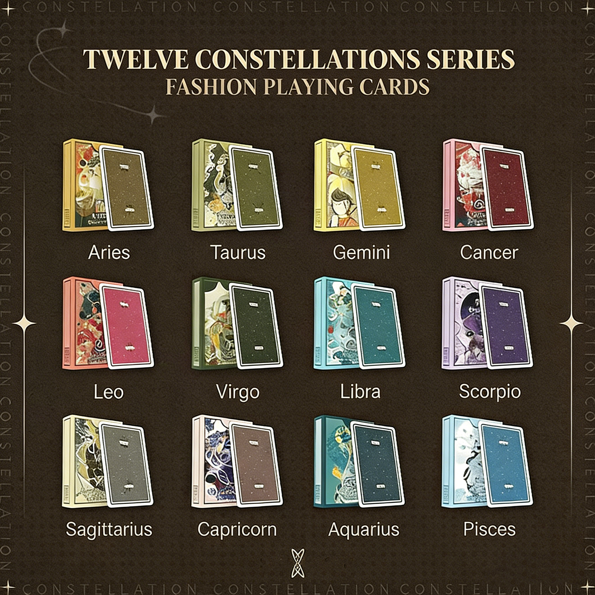 Poker Atelier 12-in-1 Zodiac Playing Cards Set | All Star Signs Included
