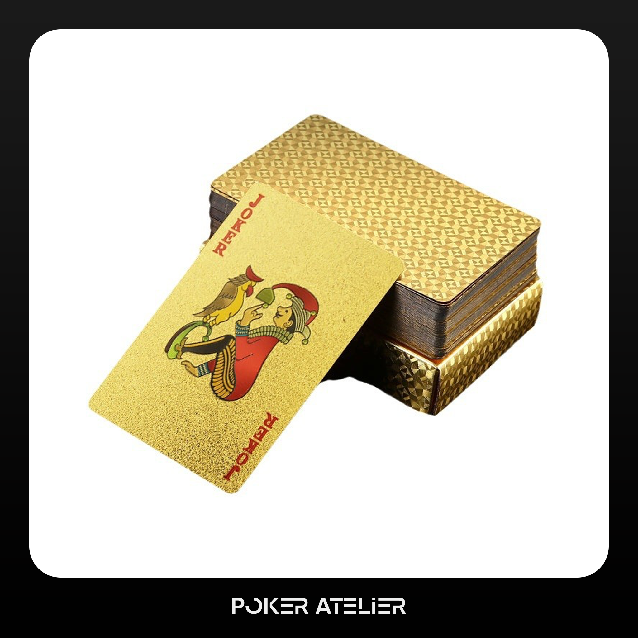 Poker Atelier Golden Foil Plastic Playing Cards - Professional Guandan Size & Luxury Finish