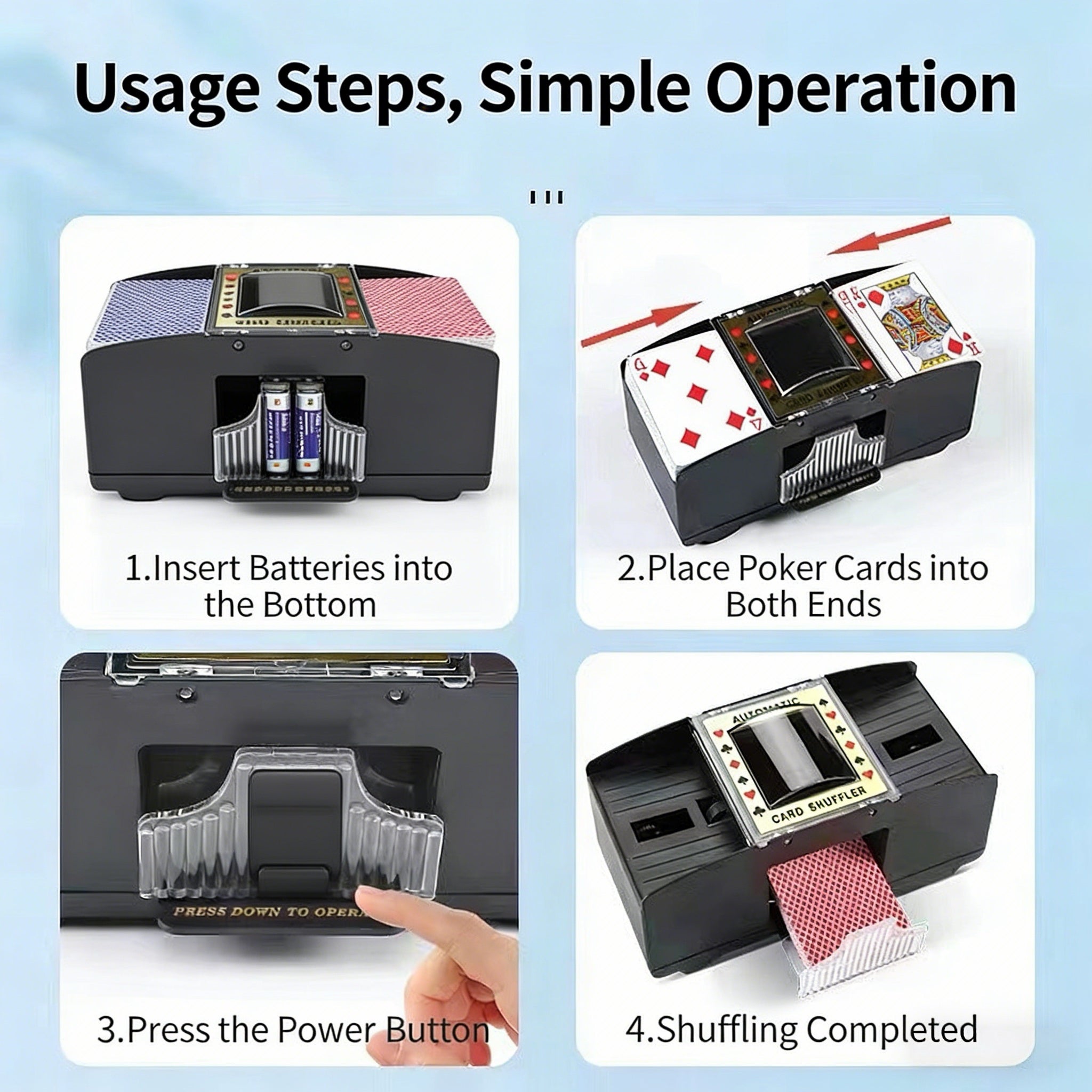 Poker Atelier Automatic Card Shuffler Machine - USB Rechargeable & Battery Operated for Poker, Texas Hold'em, Tabletop Card Games